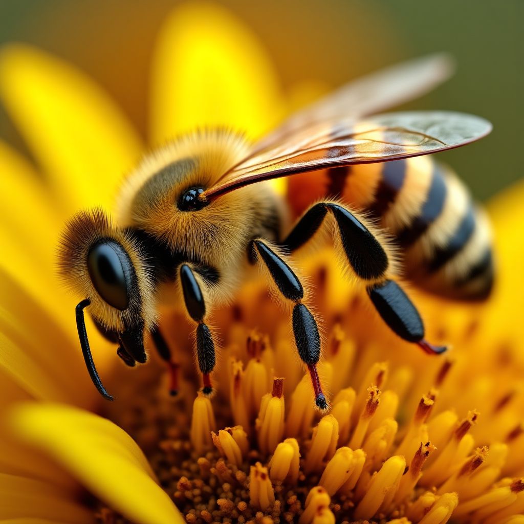 Close-up of a honeybee on a flower
